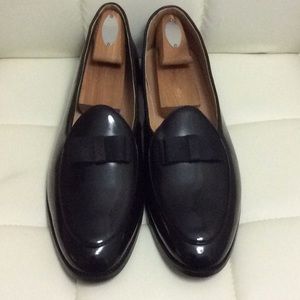 Men’s Black Leather Bow tie Loafers